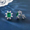 wholesale S925 Sterling Silver Synthetic Emerald Gemstone Earrings for Women, New Stud Earring Jewelry Set, Cross-Border Live Streaming Hit-0-2