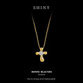 Sterling Silver Cross Pendant Necklace with Moissanite, Fashion Jewelry-0-4