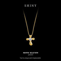 Sterling Silver Cross Pendant Necklace with Moissanite, Fashion Jewelry.-S925 sterling silver with 50 point moissanite