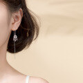 wholesale S925 silver sweet girly heart mesh earrings women vintage style diamond-encrusted long earrings G2929-0-1