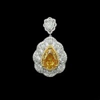 wholesale 925 Silver Gold-Plated Pendant with High-Carbon Diamond, Vivid Yellow Ice Flower Teardrop Shape, Niche Fashion Versatile Jewelry for Women-Fancy Yellow Pendant without Chain 925 Silver