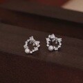 wholesale S925 sterling silver small designer butterfly freshwater pearl wreath earrings for women, fresh and sweet with a high-end feel-0-3