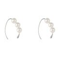 wholesale S925 Sterling Silver Light Luxury Design Fresh and Sweet Three Beads Teardrop Ear Hook M05525-0-4