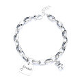 wholesale S925 Sterling Silver Retro Creative Heavy-Duty Bear Pendant with Letter Charm Bracelet Sweet Trendy Wrist Accessory-0-5