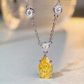 wholesale S925 Sterling Silver Jewelry Women's Yellow Diamond Teardrop High Carbon Diamond Bubble Chain Versatile High-End Collarbone Necklace-0-1