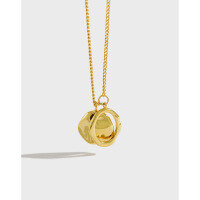 wholesale S925 Sterling Silver Korean-style Geometric Irregular Circle Round Pendant Necklace for Women, Collarbone Chain Silver Jewelry-18K gold 925 silver