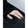 wholesale S925 Sterling Silver Women's 1026 Korean Style Irregular Texture Vintage Concave Fingerprint Design Open Ring-0-3