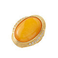 wholesale S925 Gold-Plated Silver Inlaid Natural Beeswax Yellow Amber Back Cloud Through-Hole Handmade DIY Ornament Jewelry Accessory-0-4