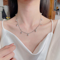 wholesale S925 Sterling Silver Multiple Small Heart Pendant Necklace, Ins Gentle Temperament Fairy Style Versatile Collarbone Chain-345L/approximately 12 grams 925 silver