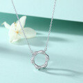 wholesale S925 Sterling Silver Bamboo Knot Round Pendant Necklace for Women, Minimalist Design, Versatile and Fashionable-0-4