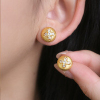wholesale 18K Gold Plated 925 Silver Vintage-style Topaz Brushed Stud Earrings for Women-925 silver natural topaz