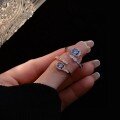 wholesale Metal material, European and American cross-border trendy cool snake-shaped diamond-encrusted ring, niche high-end sense, light luxury fashion, non-fading openable couple's jewelry-0-1