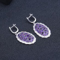 wholesale S925 Silver Luxury Natural Amethyst Stud Earrings with Group-Set High-End Natural Gemstones-0-1