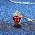 S925 Silver Moissanite Cultured Emerald Ruby Sapphire Classic Heart Necklace-0-1