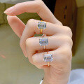 wholesale 925 Silver Moojing New 8*10 Simulated Emerald Cut Zircon Ring Rock Candy Diamond Princess Square-0-3