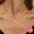 wholesale S925 Silver New Stylish Opal Diamond Pendant Choker Necklace,-0-2