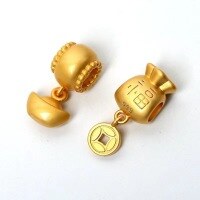wholesale Metal Sand Gold Ingot Drip Pendant Lucky Bag Money Bag Pendant Braided Hand Rope Matching Bead Bracelet Turning Bead DIY Jewelry Accessories-One ingot