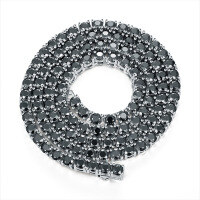 wholesale Silver Plated 18k White Gold 65mm Euro-American Cross-Border Hip Hop Style Tennis Chain with 1ct Black Moissanite Men's Necklace-4.0mm 40cm