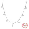 wholesale S925 Sterling Silver Four-Leaf Clover Paved Diamond Layering Choker Necklace-0-4