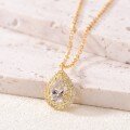 wholesale S925 Silver Three-Loop Teardrop Pendant Necklace with Prominent Main Stone, Hot-Selling Collarbone Chain for Independent Websites-0-2