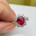 wholesale New 925 Silver Jewelry, Oval 7*9 Pigeon Egg-Shaped Luxurious Halo Ring for Women-0-2