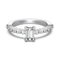 wholesale S925 Sterling Silver French Viral Ring for Women, Small and Exquisite, Light Luxury, Flexible Spinning Ring with Oval and Heart-shaped Zircon-Platinum DY121108-SW-WH 9