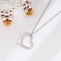 wholesale S925 Sterling Silver Hollow-Out Heart Minimalist Pendant Necklace, Fashionably Simple, Niche, Elegant, and Design-Forward Collarbone Chain-0-5