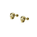 wholesale S925 Sterling Silver Korean-style Unisex Skull Ear Studs Elegant Threaded Bead Earrings M0178-0-4
