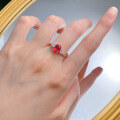wholesale S925 Silver Stunning New Simulation Pigeon Blood Red 6*8mm Oval Red Corundum Fashion Versatile Ring-0-3