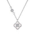 wholesale S925 Sterling Silver Korean Japanese Light Luxury Necklace for Women, Fresh and Versatile Floral Four-Leaf Clover Shell Pearl Agate Zircon Collarbone Chain-0-5
