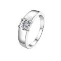 Sterling Silver Moissanite Classic Star Weave Couple's Rings, Engravable, Pair-0-2