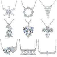 wholesale 925 Sterling Silver Heart Pendant with Crown, Leaf, Four-Leaf Clover, and Zircon Necklace for Women in INS European and American Style-TLXL157 925 silver