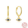 wholesale S925 Sterling Silver trendy retro blue evil eye ear cuff stud earrings, popular in Europe and America-0-0