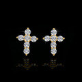 Sterling Silver Moissanite Cross Geometric Earrings, High-Quality Export-0-1