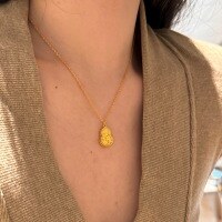 wholesale 925 Sterling Silver Cross-Border New Chinese Style Women's Ice Crystal Gourd Pendant Necklace, Artistic and Exquisite Collarbone Chain Jewelry-Gold DY191096-SG-NA 925 silver