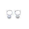 wholesale S925 Sterling Silver Fashion Freshwater Pearl Ear Clasp, Liu Yifei Same Style Hoop Earrings Classic Circle Pure Silver Jewelry-0-4