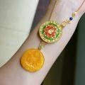 wholesale S925 silver gold-plated, natural beeswax pendant, hand-carved Green Tara Mandala Bagua, fashion guardian-0-0