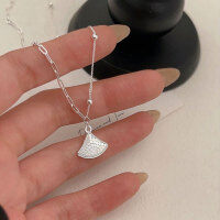 wholesale S925 Sterling Silver New Minimalist Fashion Versatile High-end Choker Necklace with Small Skirt Pendant-Small skirt necklace (full body sterling silver 45 + 5CM)  925 silver
