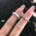 wholesale 925 Sterling Silver Matte Sandblasted Small Square Diamond Ring Minimalist Niche Design Stackable Plain Band Couple Wedding Ring-0-0