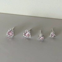 wholesale S925 sterling silver full diamond heart earrings flash drill temperament ins style sweet niche ear accessories M03639-S925 silver pair 4MM small 925 silver