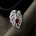 wholesale S925 Sterling Silver Red Elk All-Over Ins Style Fashion Retro Light Luxury Exquisite Feather French Ring Elegant-0-2