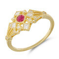 wholesale 18k Gold Artli Jewelry Fashion Trendy Niche Versatile Luxury Style Hollow-out Ruby Full-cut Diamond Ring-0-4