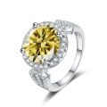 wholesale S925 Sterling Silver 5ct Round Moissanite Ring, Elegant and Sophisticated High-End Wedding Ring-0-6