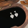 wholesale 999 Sterling Silver Inlaid Heart Earrings for Women, Small and Luxurious, Stylish and Elegant with Fringe Design-0-0