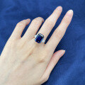 wholesale S925 Sterling Silver New Emerald Cut 10*14 Royal Blue Ring for Women-0-3