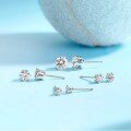 wholesale S925 Sterling Silver Minimalist and Elegant Sleep-Proof Small Stud Earrings for Women, Basic Round Cultured Piercing Moissanite Earrings-0-2