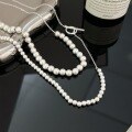 wholesale S925 Sterling Silver Matte Bead Long Pendant Necklace Women New Korean Style Fashion Minimalist Chic Collarbone Chain-0-2