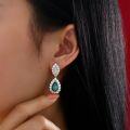 wholesale Metal material first: 2-carat high-carbon diamond earrings with a luxurious and sophisticated feel, featuring water-drop Paraiba gemstones measuring 7*11 from Shipei Jewelry-0-1