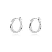 wholesale 925 Sterling Silver Cold Minimalist Style Vintage Summer Earrings,ins Circle Twistear Cuff For Women-E1179-White Gold 925 Silver