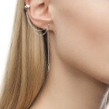 wholesale S925 Sterling Silver Leaf Tassel One-Piece Clip-On Earrings Fashion Commuting Minimalist Elegant Earrings-0-0